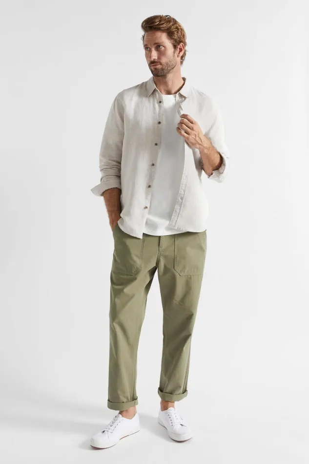 Seed Heritage Shirts Linen Shirt Ecru Crossdye 8211 Man