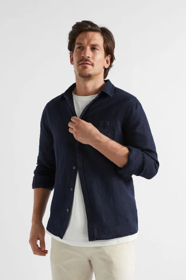 Seed Heritage Shirts Linen Shirt Midnight Blue 8211 Man