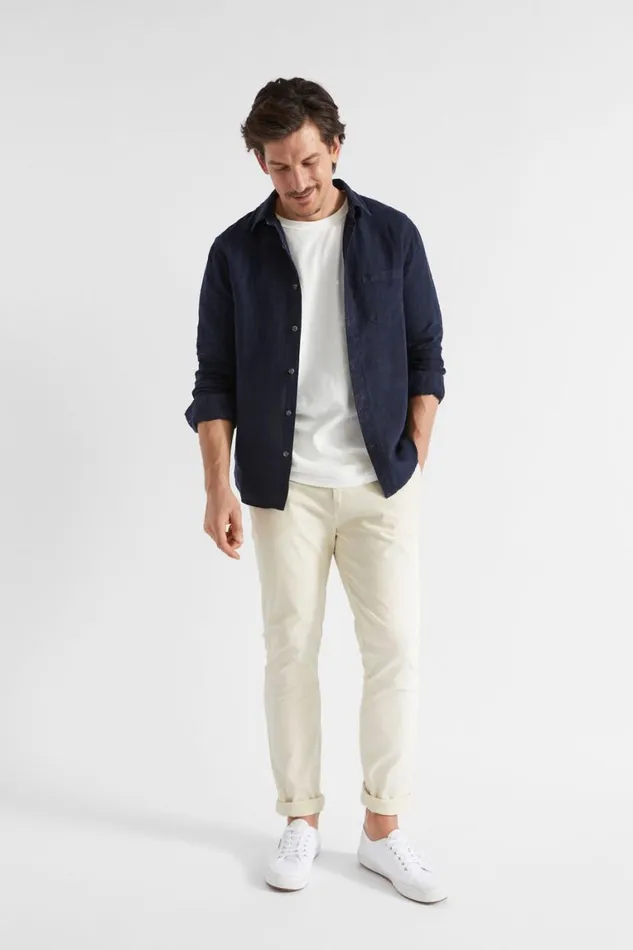 Seed Heritage Shirts Linen Shirt Midnight Blue 8211 Man
