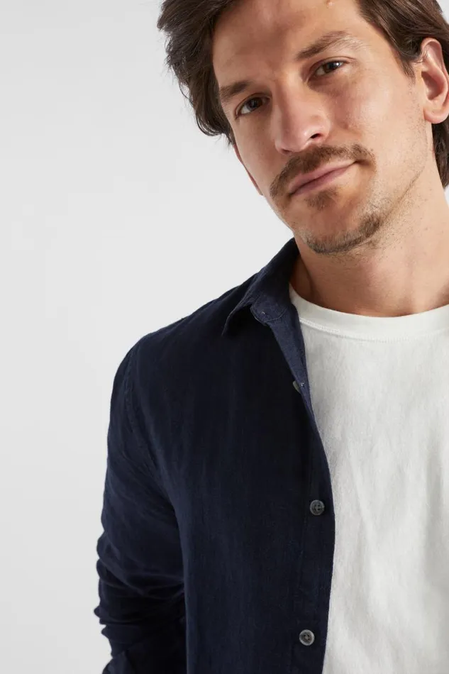 Seed Heritage Shirts Linen Shirt Midnight Blue 8211 Man