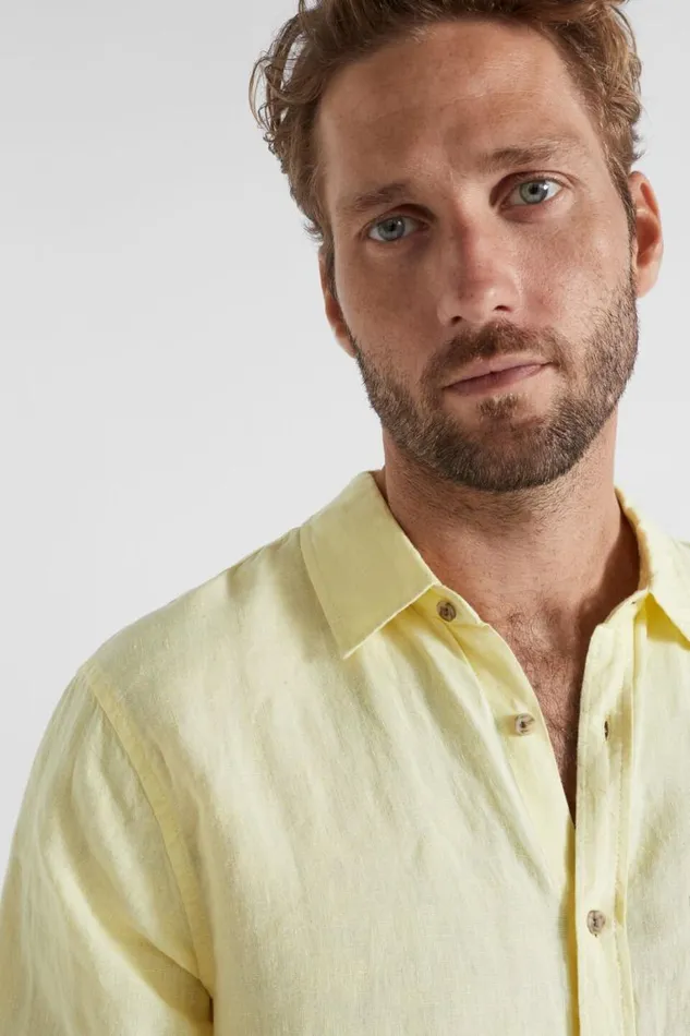 Seed Heritage Shirts Linen Shirt Pale Yellow 8211 Man