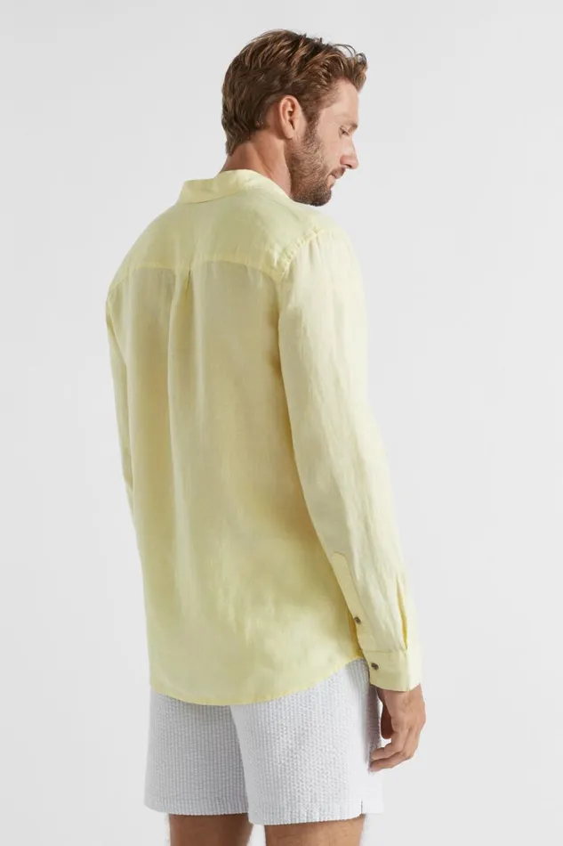Seed Heritage Shirts Linen Shirt Pale Yellow 8211 Man