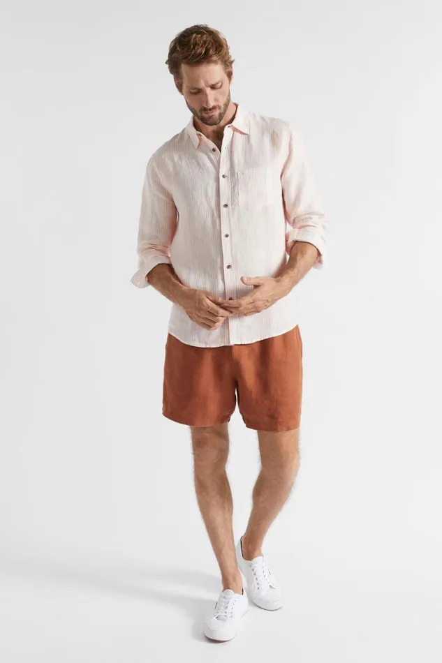 Seed Heritage Shirts Linen Shirt Shell Pink Stripe 8211 Man