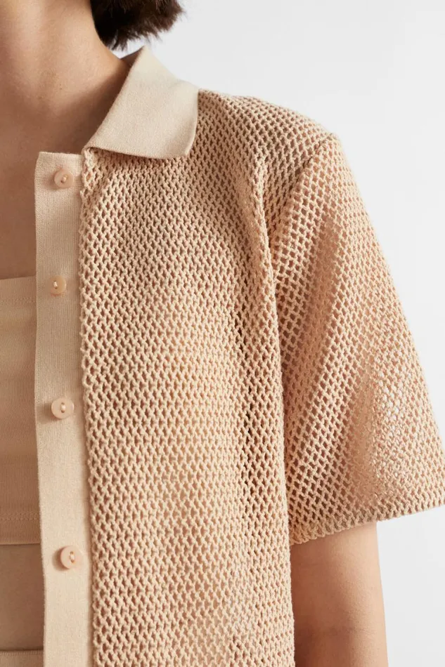 Seed Heritage Shirts Mesh Short Sleeve Shirt Soft Wheat 8211 Woman