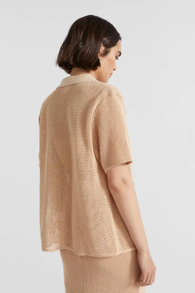 Seed Heritage Shirts Mesh Short Sleeve Shirt Soft Wheat 8211 Woman