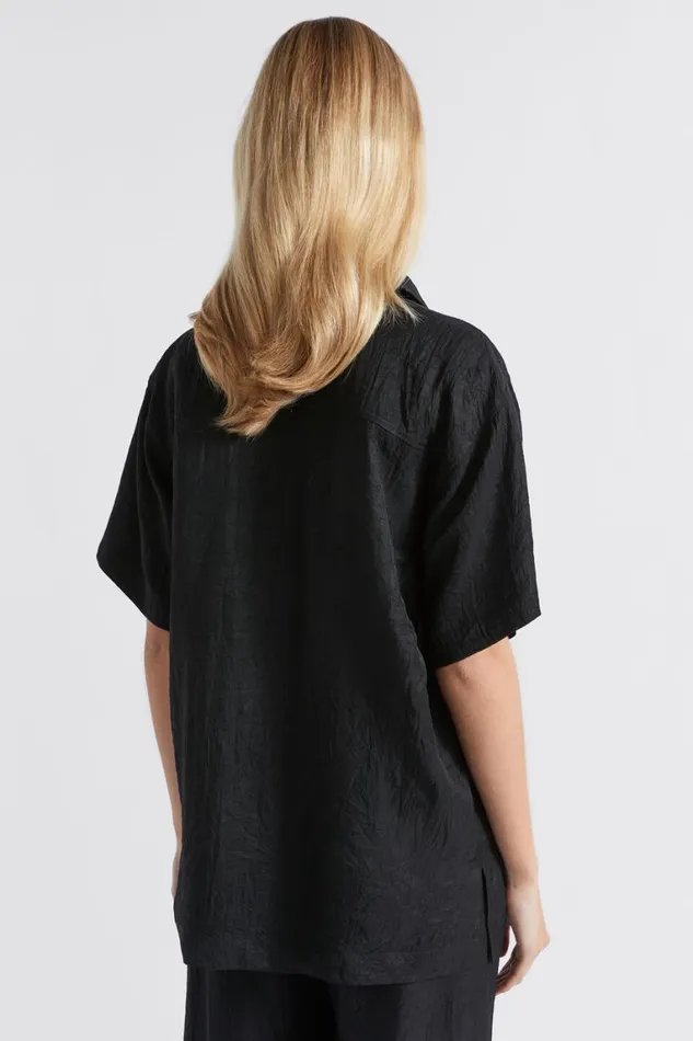 Seed Heritage Shirts Satin Short Sleeve Shirt Black 8211 Woman