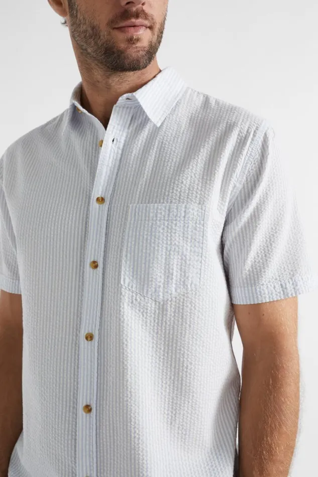 Seed Heritage Shirts Seersucker Shirt Light Blue Stripe 8211 Man