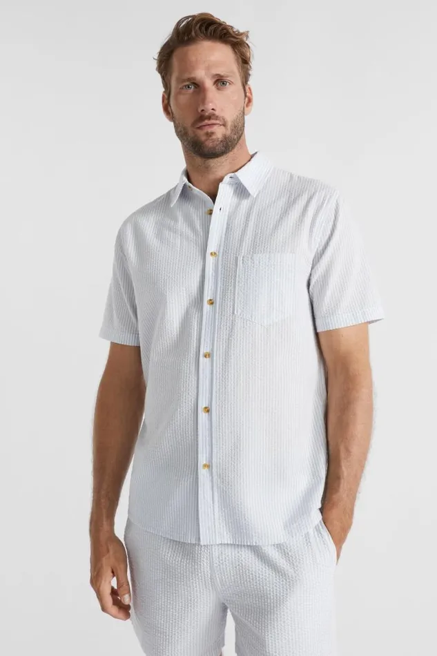 Seed Heritage Shirts Seersucker Shirt Light Blue Stripe 8211 Man