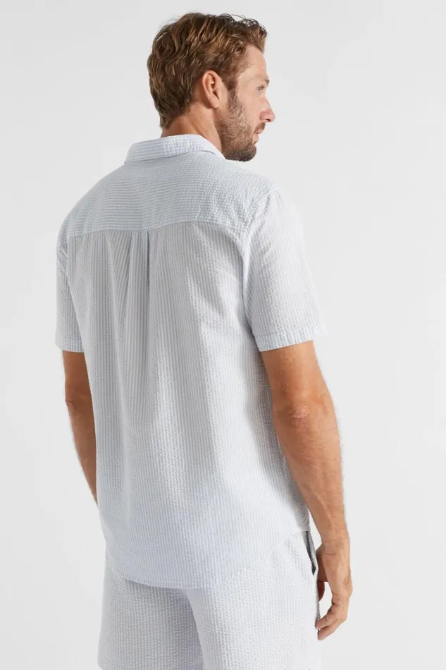 Seed Heritage Shirts Seersucker Shirt Light Blue Stripe 8211 Man