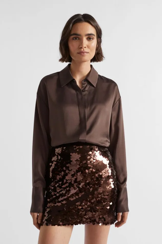 Seed Heritage Shirts Silk Button Down Shirt Deep Raisin 8211 Woman