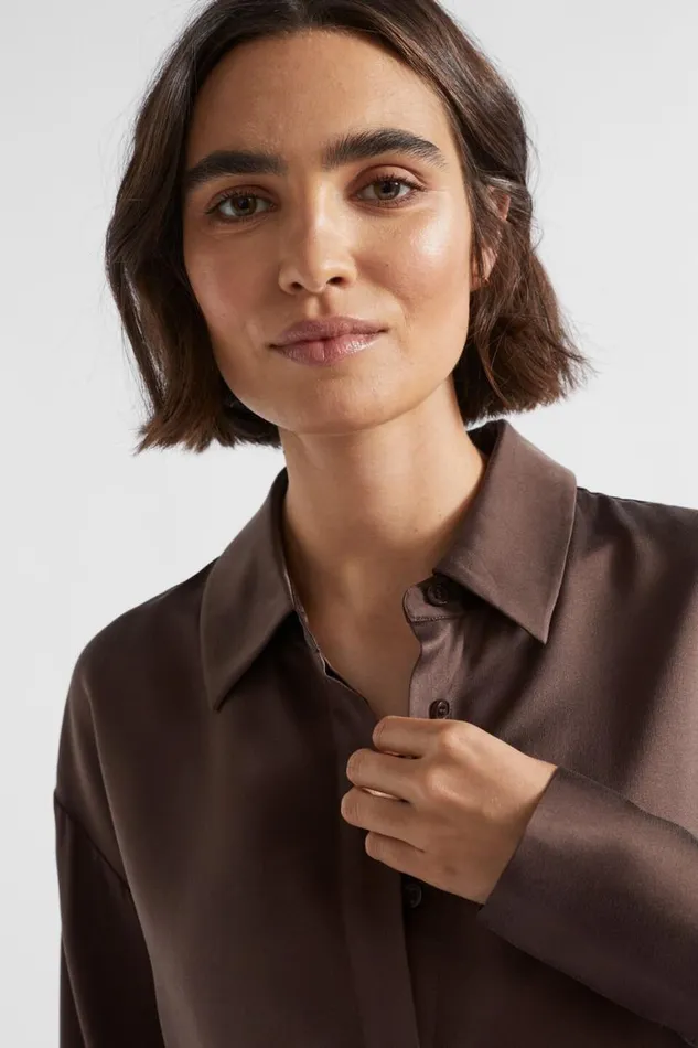 Seed Heritage Shirts Silk Button Down Shirt Deep Raisin 8211 Woman
