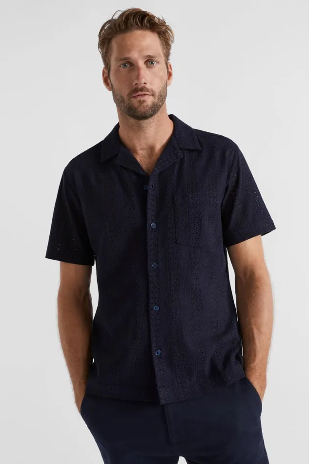 Seed Heritage Shirts Textured Woven Shirt Midnight Blue 8211 Man