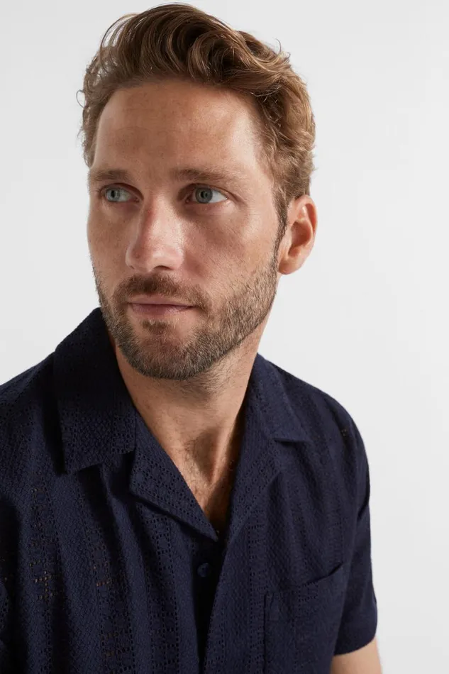 Seed Heritage Shirts Textured Woven Shirt Midnight Blue 8211 Man