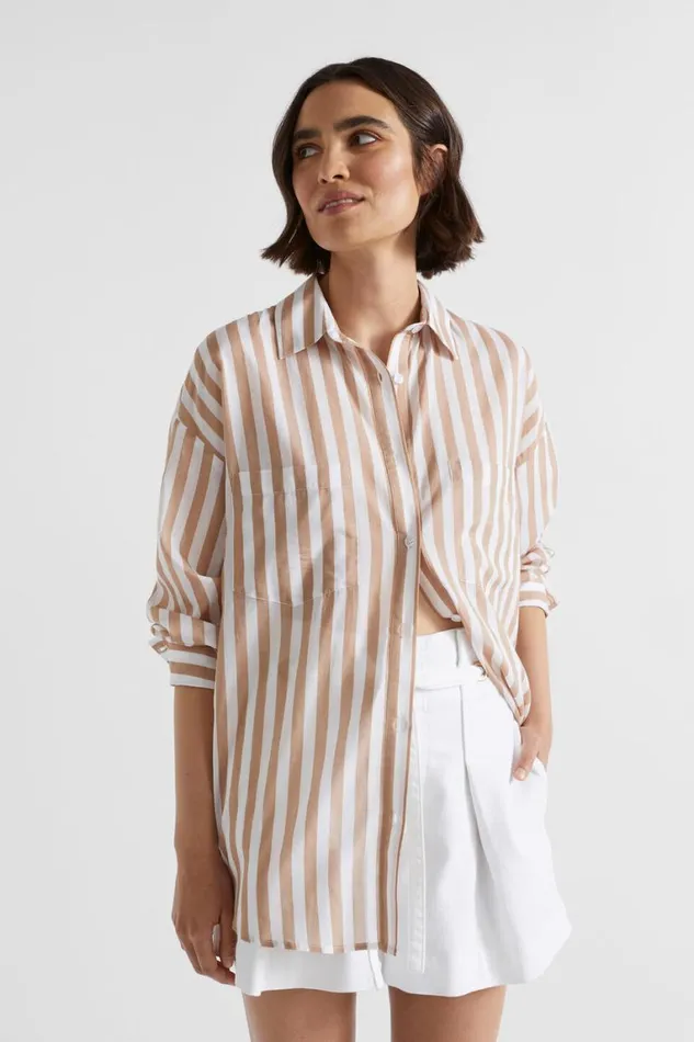 Seed Heritage Shirts Voile Relaxed Shirt Barley Stripe 8211 Woman
