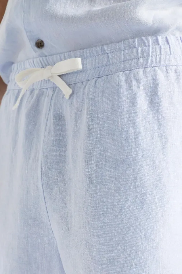 Seed Heritage Shorts Linen Short Light Blue Crossdye 8211 Man