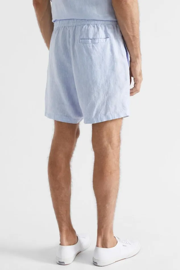 Seed Heritage Shorts Linen Short Light Blue Crossdye 8211 Man
