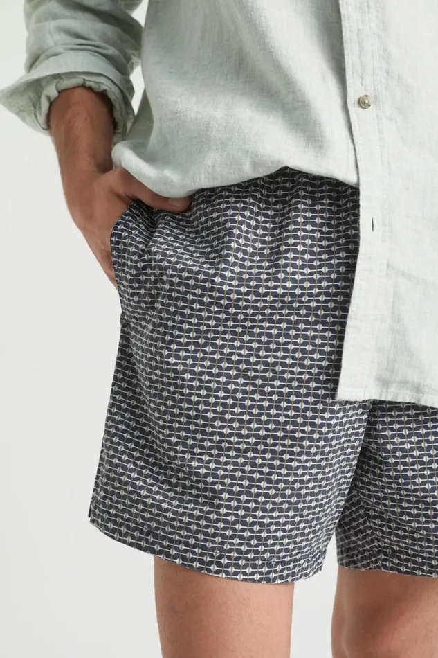 Seed Heritage Shorts Mens Geo Beach Short Midnight Blue 8211 Man
