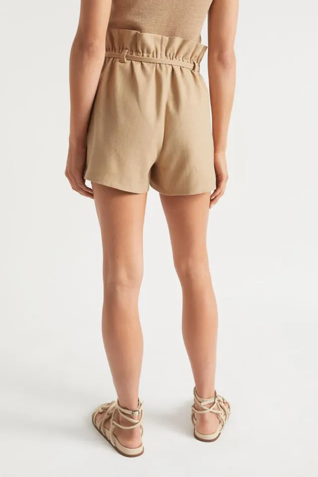 Seed Heritage Shorts Textured Paperbag Tie Short Light Chestnut 8211 Woman