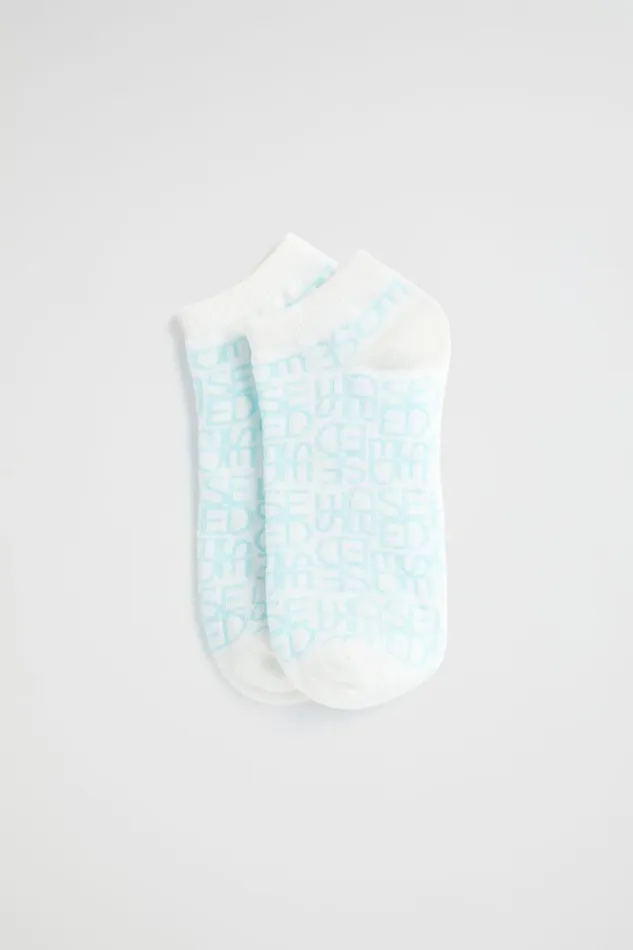 Seed Heritage Socks and Tights Jacquard Logo Ankle Sock Shimmer Blue 8211 Woman