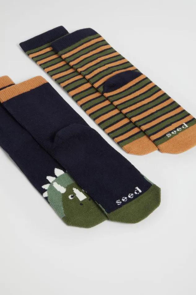 Seed Heritage Socks Dino Sock 2 Pack Multi 8211 Boy