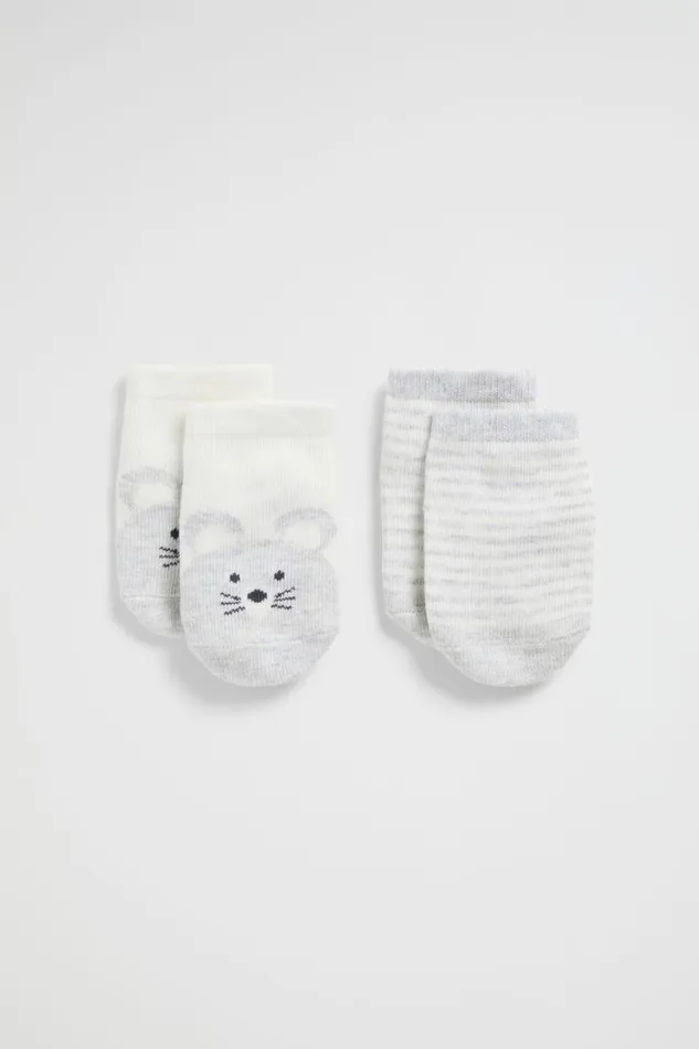 Seed Heritage Socks Mouse Sock 2 Pack Light Grey Marle 8211 Newborn