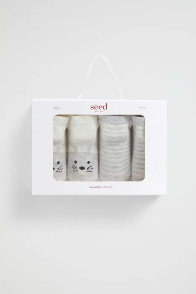 Seed Heritage Socks Mouse Sock 2 Pack Light Grey Marle 8211 Newborn