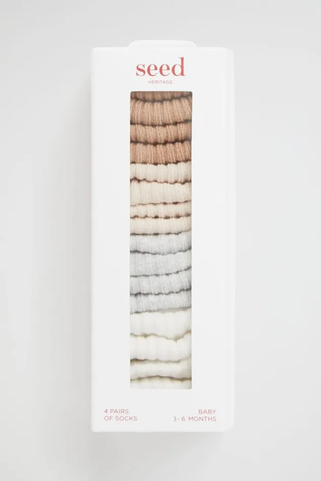 Seed Heritage Socks Rib Sock Multipack Neutral 8211 NewbornBaby