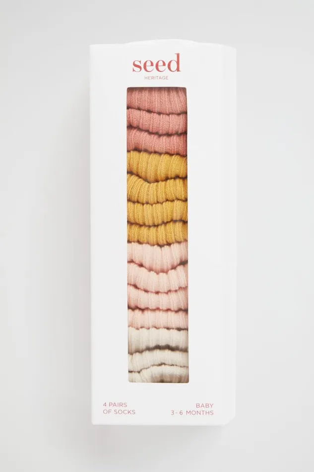 Seed Heritage Socks Rib Sock Multipack Pink 8211 NewbornBaby