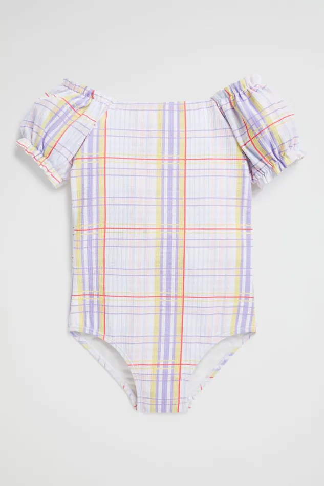 Seed Heritage Swimwear Check Puff Sleeve Bather Multi 8211 Girl