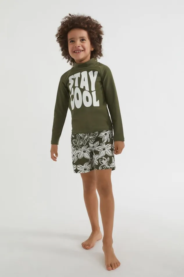 Seed Heritage Swimwear Tropical Flower Boardshort Crocodile Green 8211 Boy