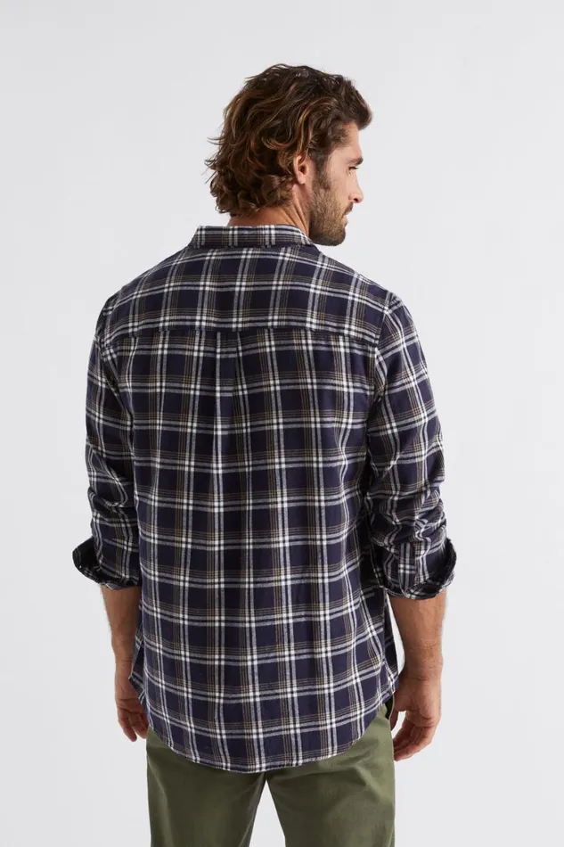 Seed Heritage TShirts and Sweaters Brushed Check Shirt Midnight Blue 8211 Man
