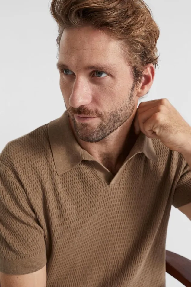 Seed Heritage TShirts and Sweaters Knitted Trophy Polo Mocha 8211 Man
