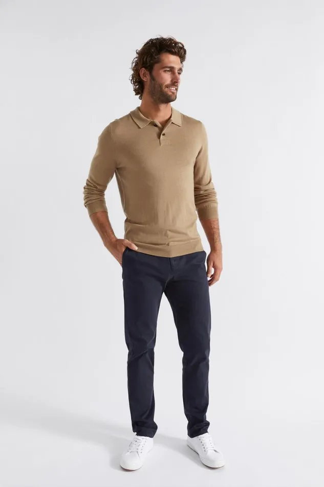 Seed Heritage TShirts and Sweaters Merino Knitted Polo Almond 8211 Man