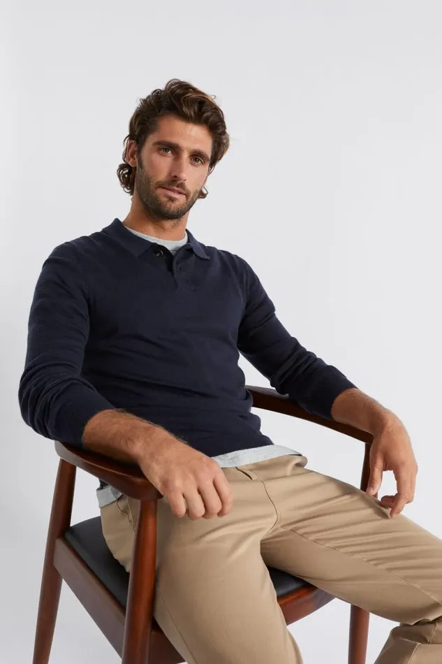 Seed Heritage TShirts and Sweaters Merino Knitted Polo Midnight Blue 8211 Man Seed Heritage TShirts and Sweaters Merino Knitted Polo Midnight Blue 8211 Man