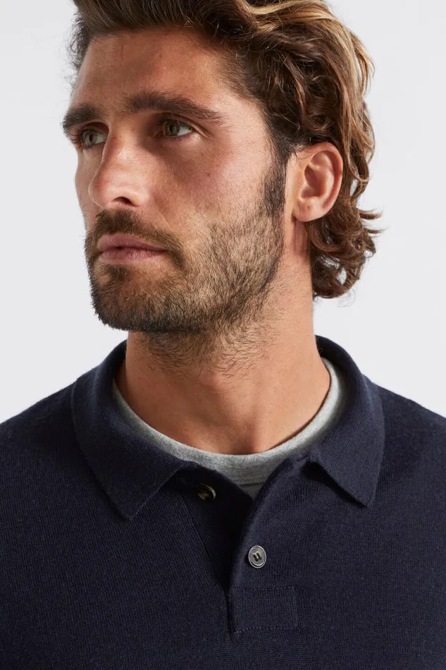 Seed Heritage TShirts and Sweaters Merino Knitted Polo Midnight Blue 8211 Man