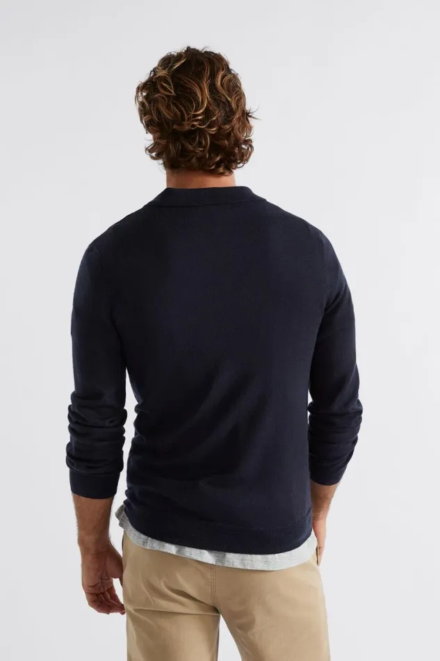 Seed Heritage TShirts and Sweaters Merino Knitted Polo Midnight Blue 8211 Man