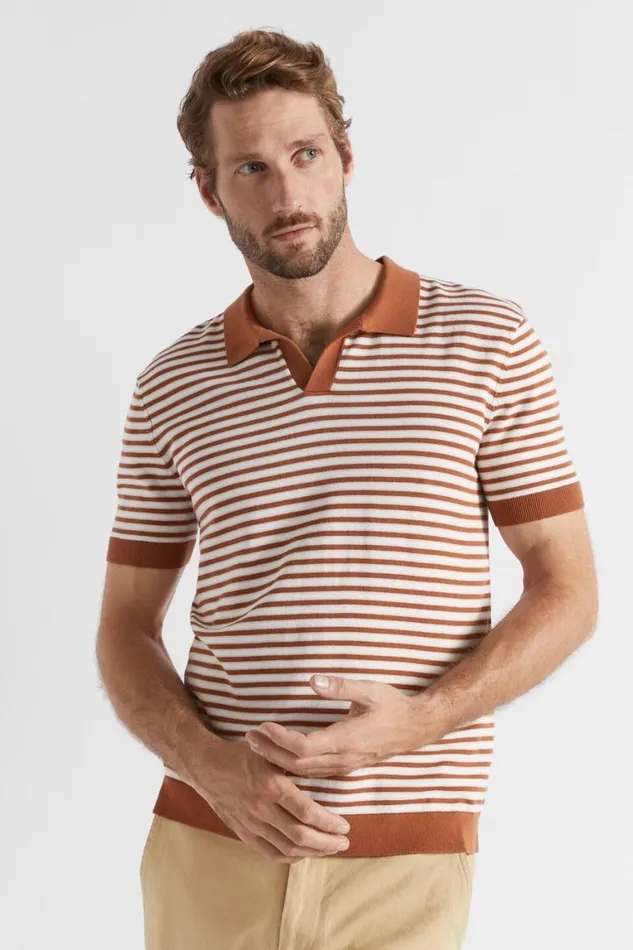 Seed Heritage TShirts and Sweaters Stripe Knitted Trophy Polo Sierra Stripe 8211 Man