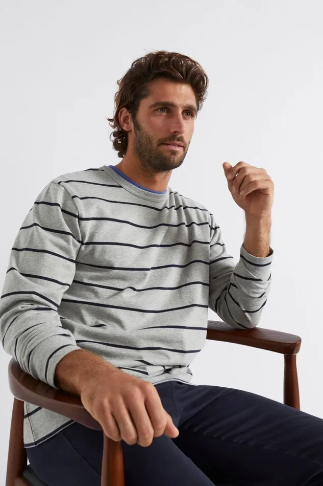 Seed Heritage TShirts and Sweaters Stripe Tee Grey Marle 8211 Man