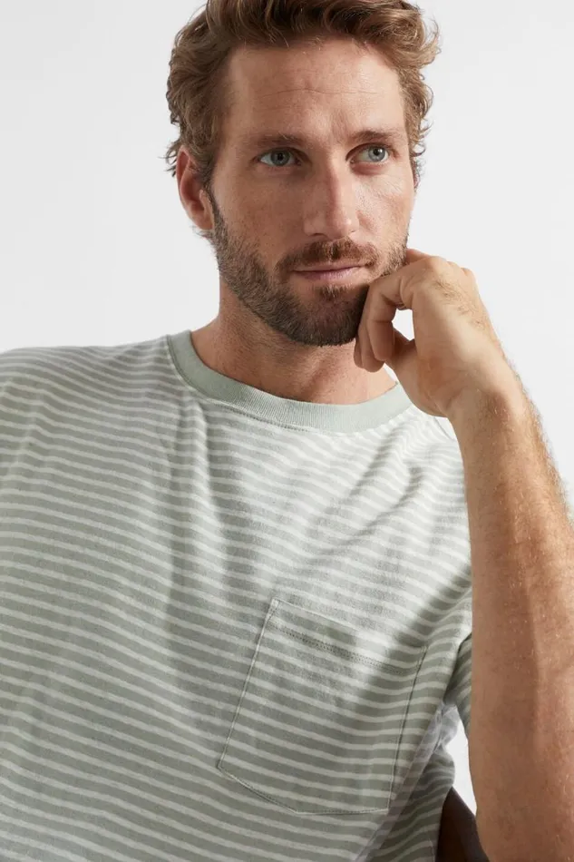 Seed Heritage TShirts and Sweaters Summer Pocket Tee Dusty Mint Stripe 8211 Man Seed Heritage TShirts and Sweaters Summer Pocket Tee Dusty Mint Stripe 8211 Man