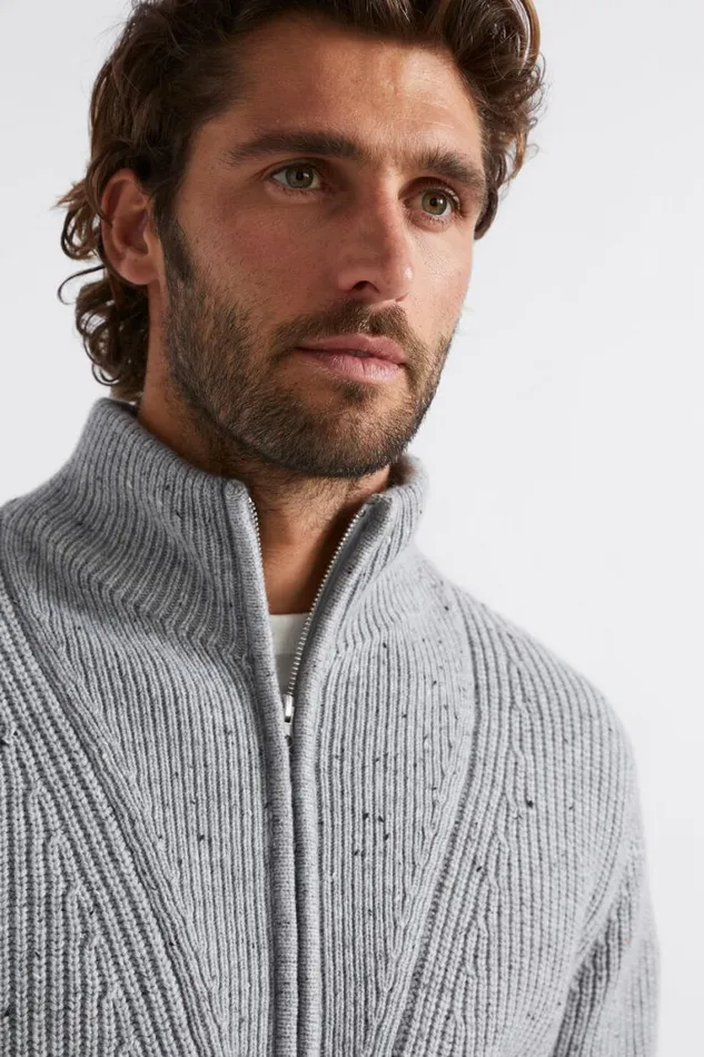 Seed Heritage TShirts and Sweaters Zip Knit Sweater Grey Marle 8211 Man