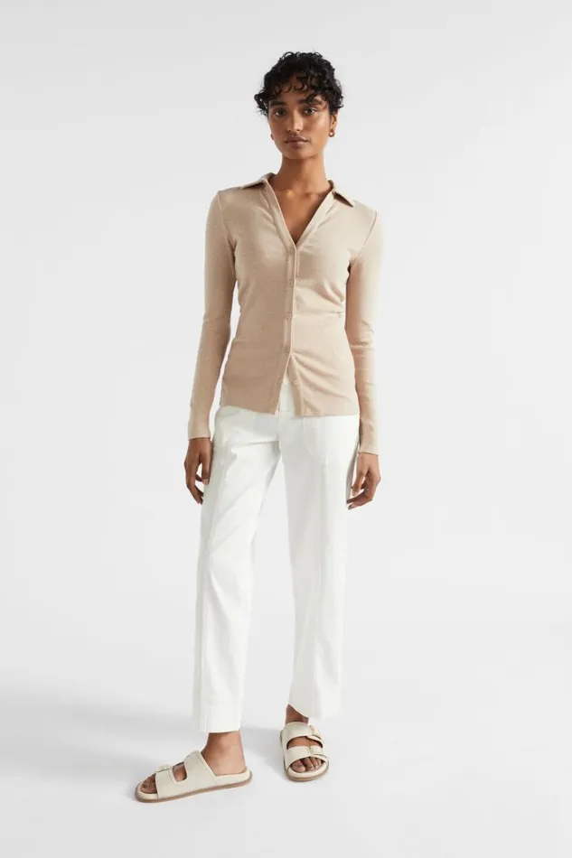 Seed Heritage TShirts and Tops Button Down Polo Top Cool Sand Marle 8211 Woman