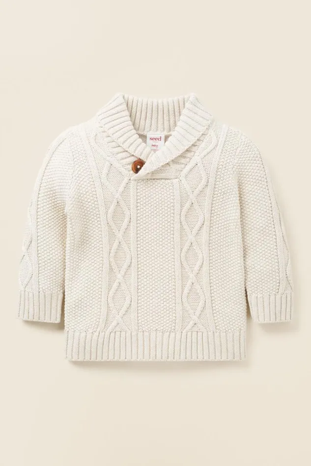 Seed Heritage TShirts and Tops Cable Shawl Knit Frost Marle 8211 Baby