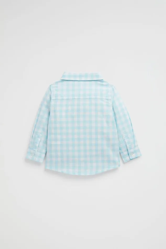 Seed Heritage TShirts and Tops Check Linen Shirt Ocean Blue 8211 Baby
