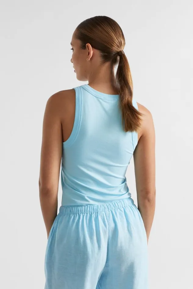 Seed Heritage TShirts and Tops Core Fitted Tank Shimmer Blue 8211 Woman