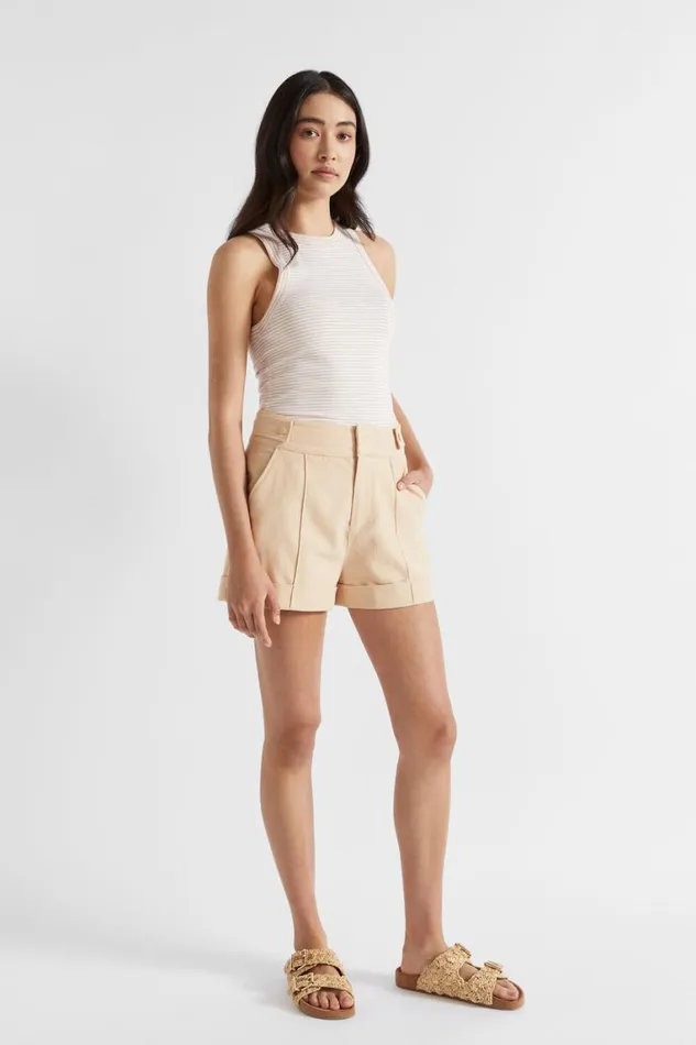 Seed Heritage TShirts and Tops Core Fitted Tank Soft Wheat Stripe 8211 Woman
