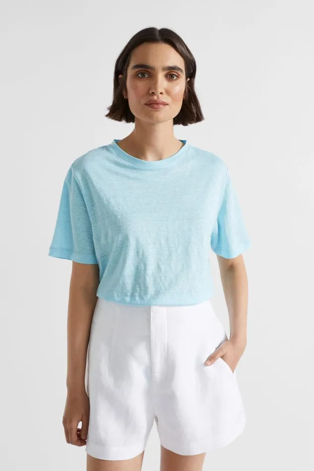 Seed Heritage TShirts and Tops Core Linen Relaxed Tee Shimmer Blue 8211 Woman Seed Heritage TShirts and Tops Core Linen Relaxed Tee Shimmer Blue 8211 Woman