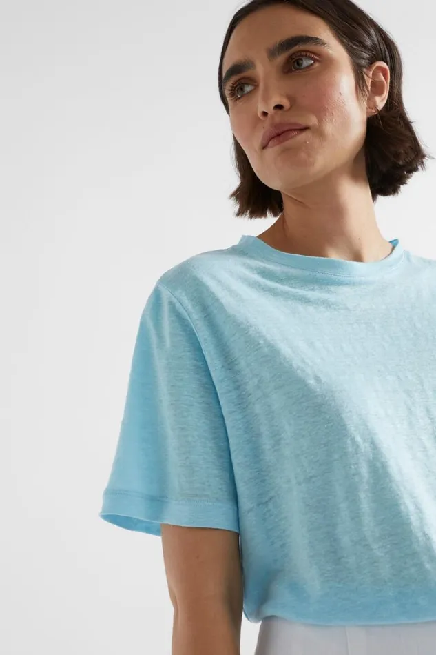 Seed Heritage TShirts and Tops Core Linen Relaxed Tee Shimmer Blue 8211 Woman