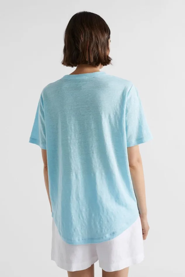Seed Heritage TShirts and Tops Core Linen Relaxed Tee Shimmer Blue 8211 Woman