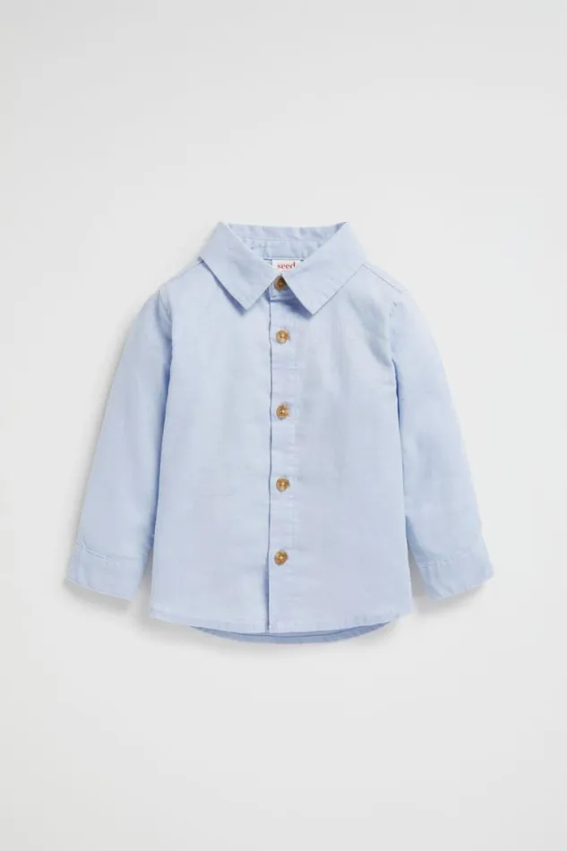Seed Heritage TShirts and Tops Core Linen Shirt Powder Blue 8211 Baby