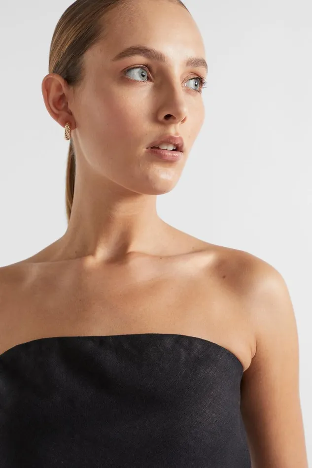 Seed Heritage TShirts and Tops Core Linen Strapless Top Black 8211 Woman